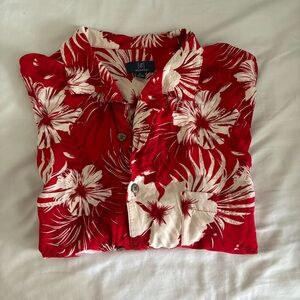 George Red and White Floral Hawaiian Shirt